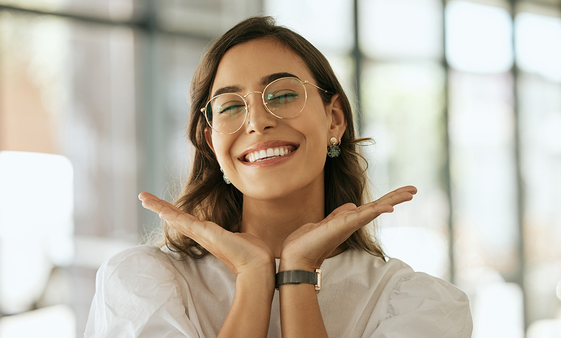 Happy Woman Wearing Glasses