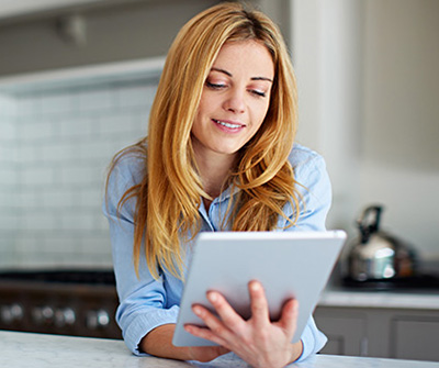 woman on tablet